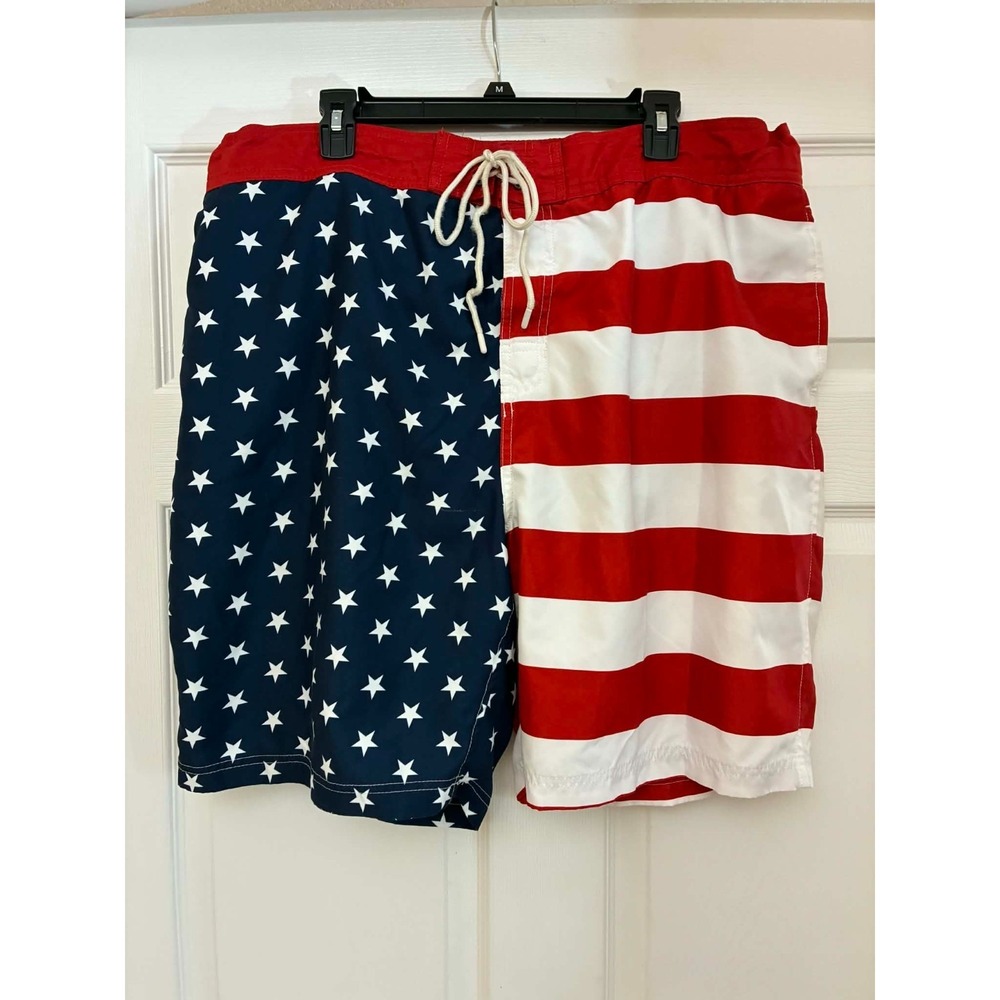 Men's American Flag Swim Trunks Board Shorts Red White Blue Patriotic
